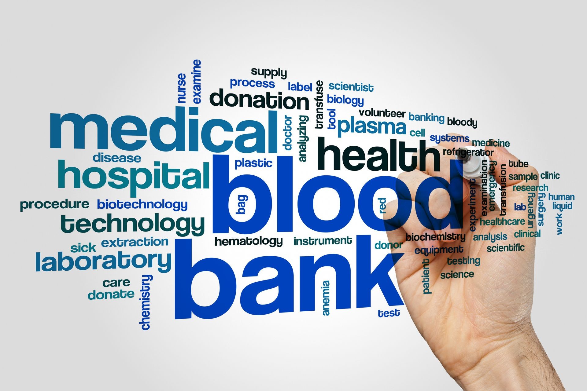 Blood bank word cloud concept on grey background. Blood bank word cloud concept on grey background.